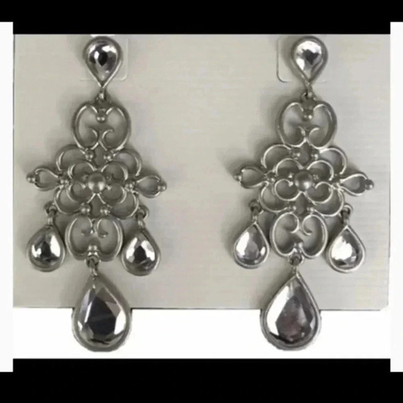 Lia Sophia Silver Ethereal Crystal Chandelier Earrings - Picture 1 of 5